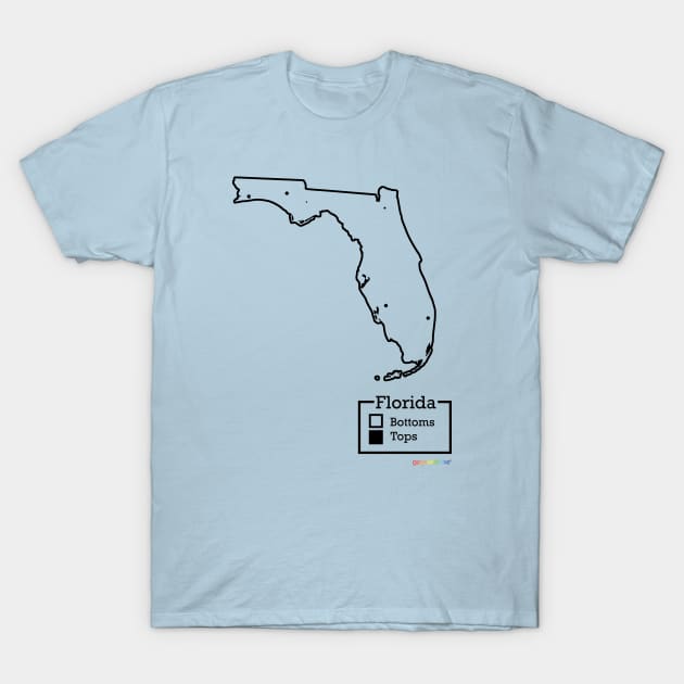 Florida Bottoms / Tops Map T-Shirt by GayOleTime